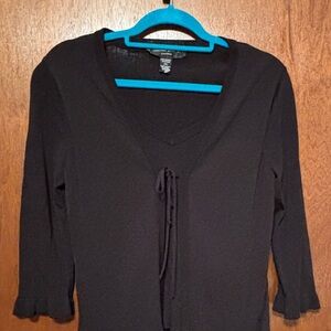 Y2K Black  V-Neck Women's Top with tie front